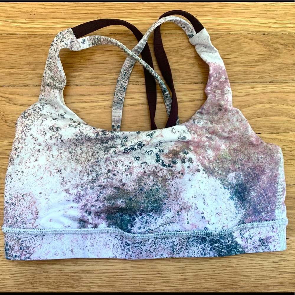 lululemon energy bra sugar crush multi/black cherry size 4